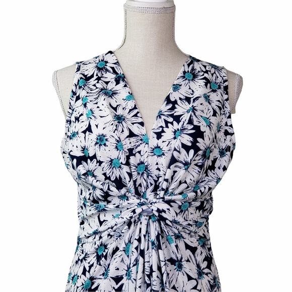 Papillon Womens M Daisy Print Knot Front Dress in Navy Daisy NEW - Picture 5 of 11